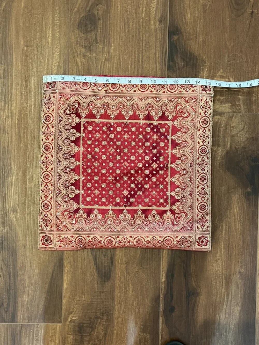 Red Beaded Throw Pillows Set of 2 Mughal Embroidered Boho Indian Bollywood Decor